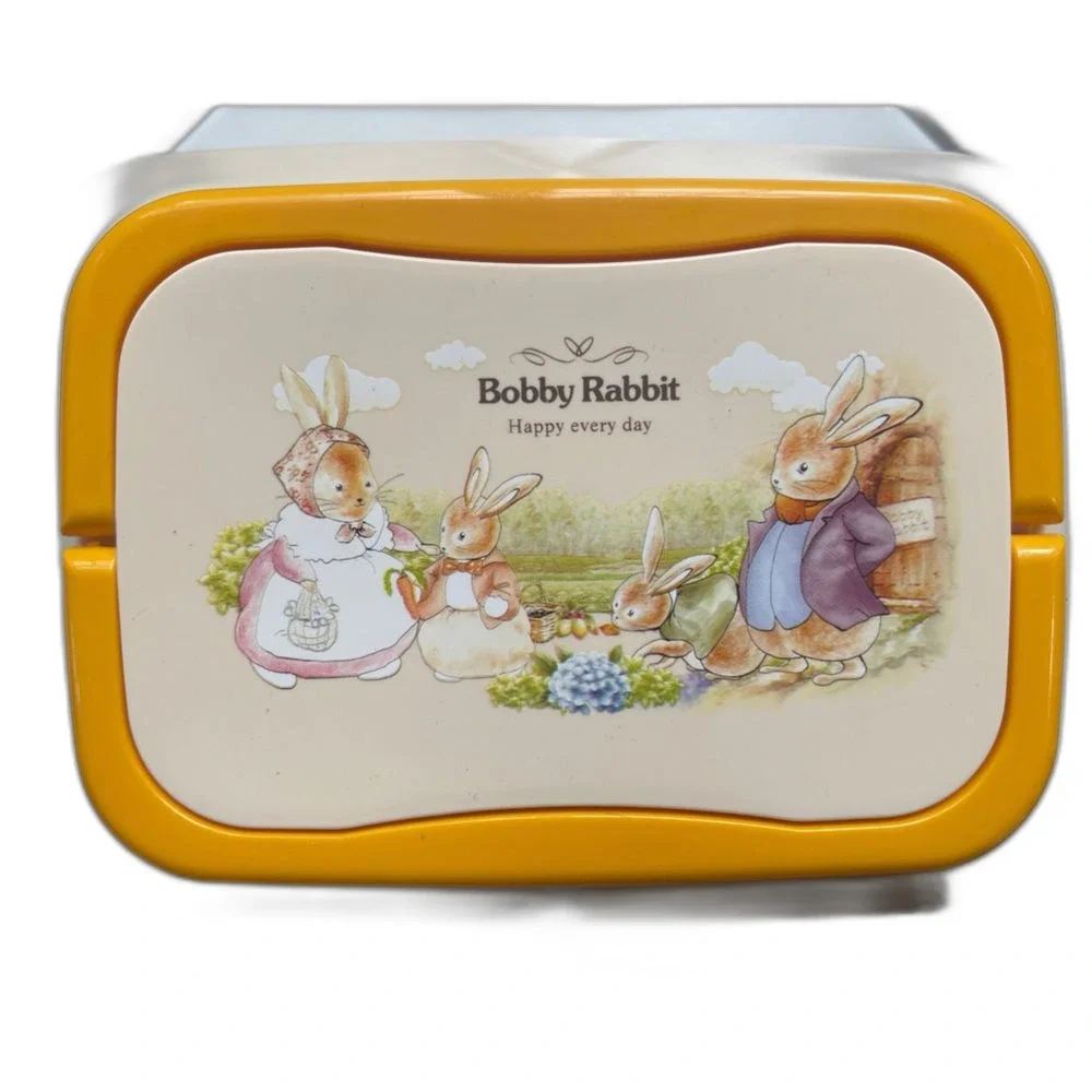 CUTE Bento Box - Bobby Rabbit Happy Every Day Lunch Box with Handles